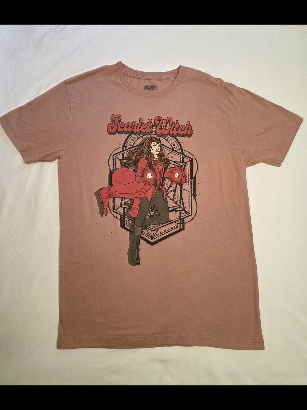 Marvel Scarlet Witch Graphic Tee Shirt WandaVision Pink Cotton Size Medium